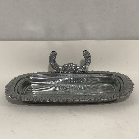 VTG 1974 Irvinware Butter Dish W/ Holder & Glass Insert Made In USA. NO KNIFE - Picture 3 of 8